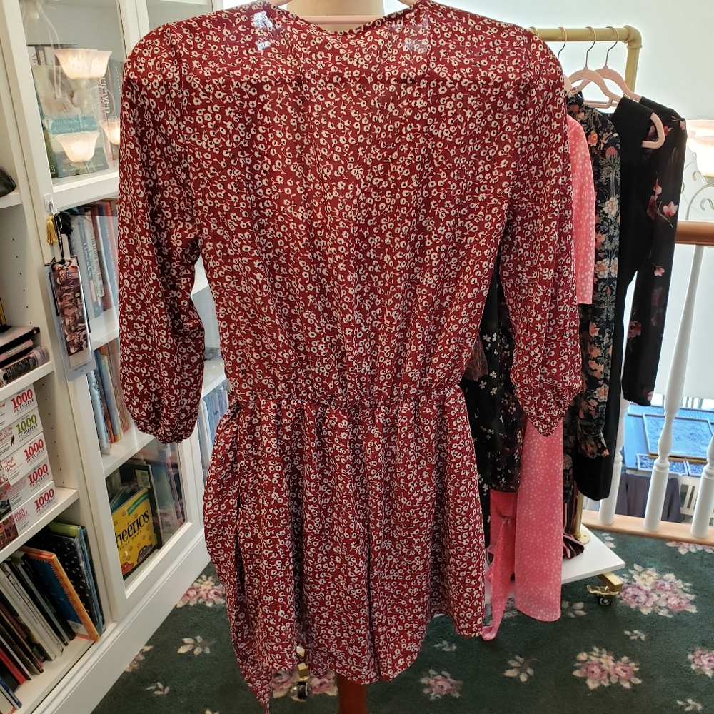 Red Floral Rompers Size 8